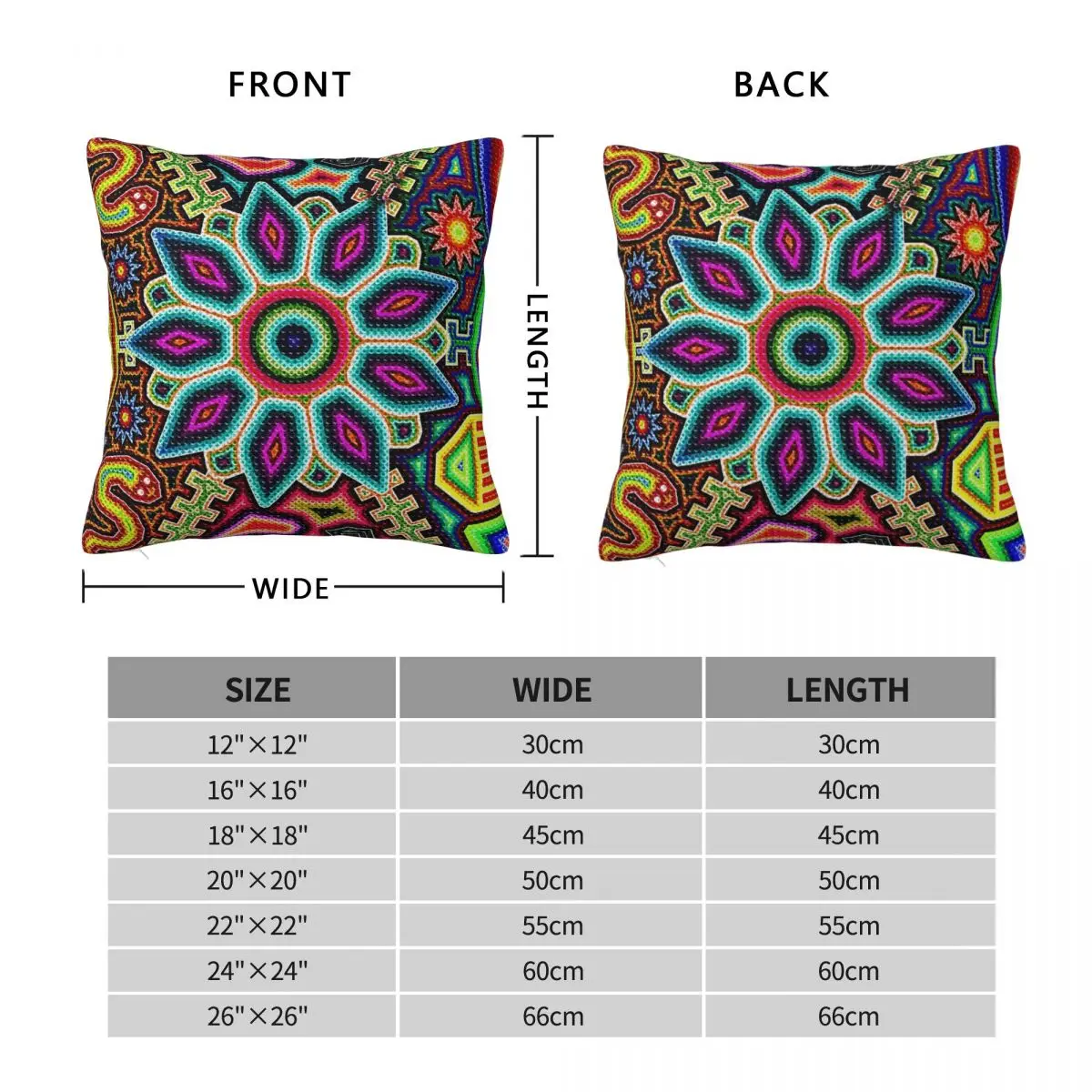 Huichol Art Mexico Square Pillowcase Polyester Linen Velvet Creative Zip Decorative Throw Pillow Case Sofa Cushion Case