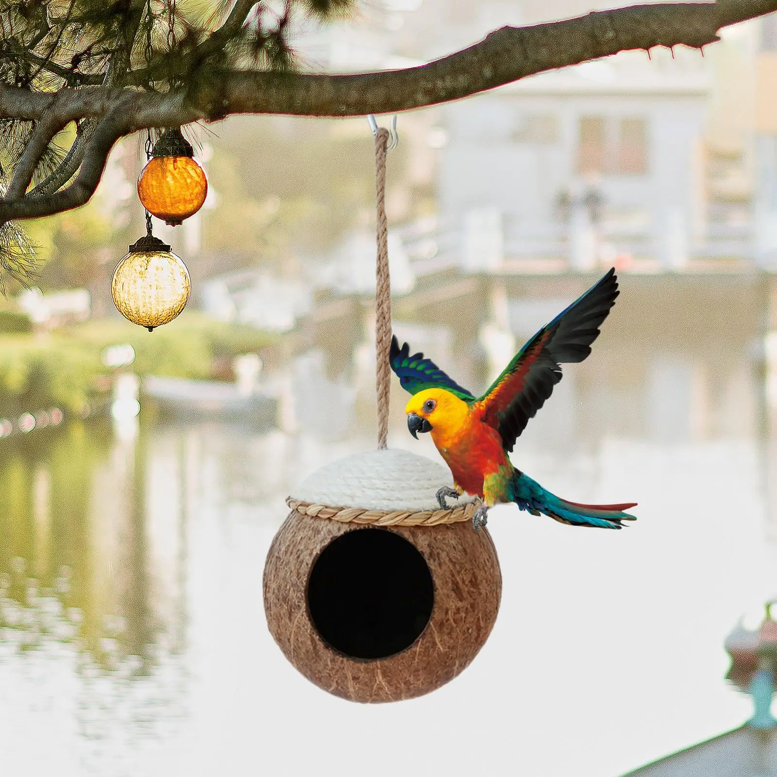 Hangend vogelhuis, kokosnootvogelnest, tuin buiten huisdierkooihabitat, vogelkooiaccessoires voor hamster, papegaai, vinken