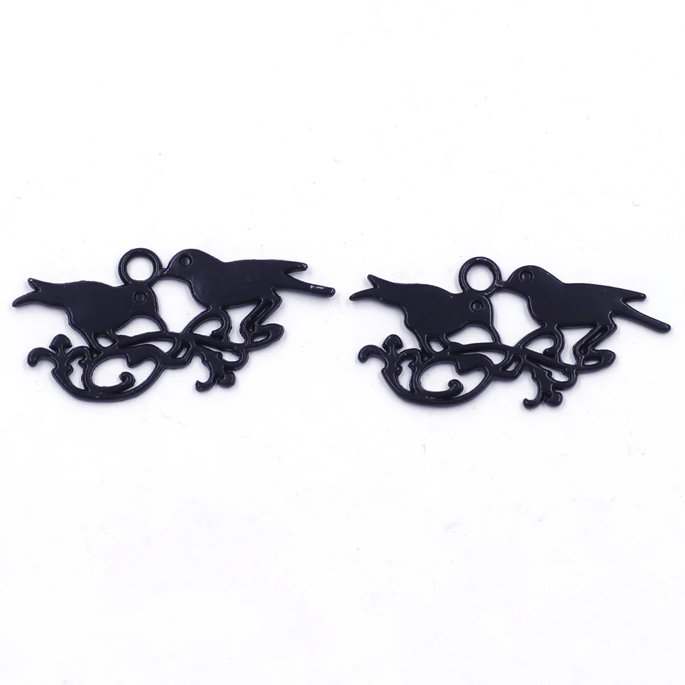 

Черные полые птицы, стоящие на ветке, подвески-подвески Breloque 39x19 мм, принадлежности для рукоделия, упаковка материалов ручной работы, 100 шт./лот