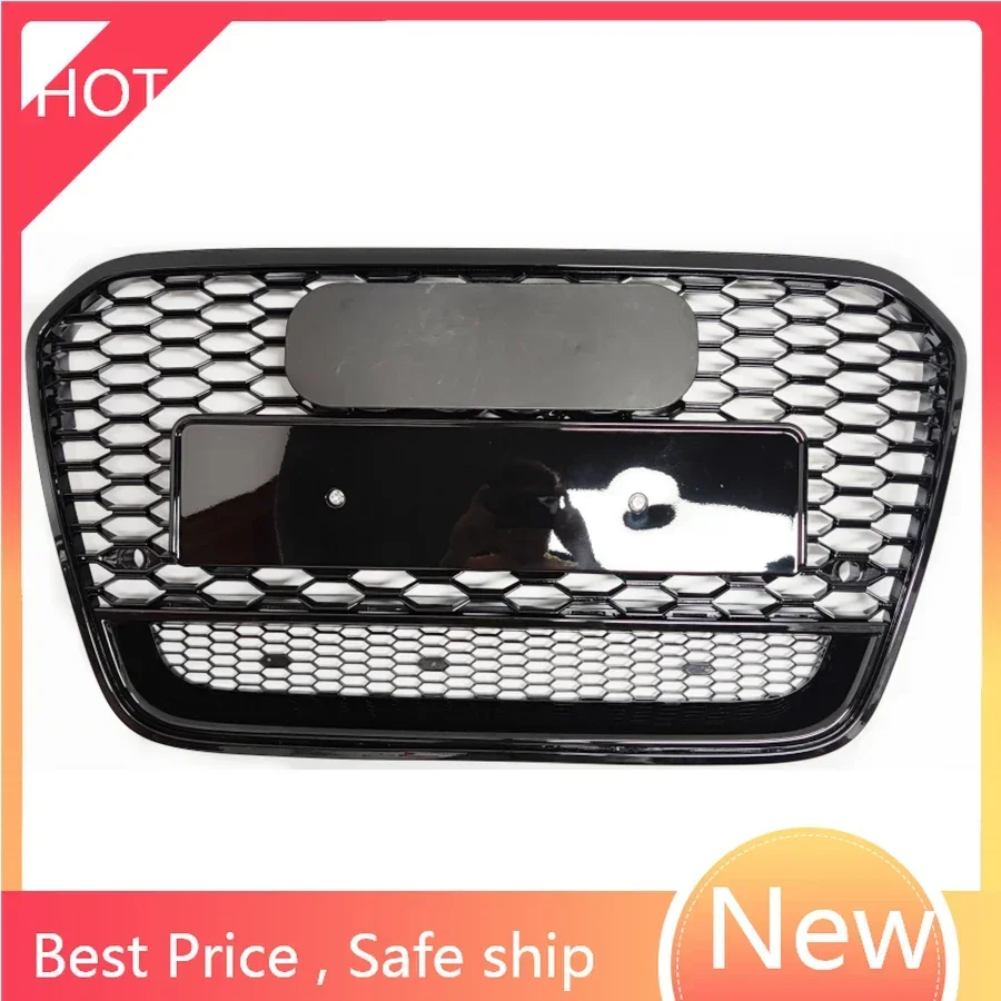 For RS6 Style Front Sport Hex Mesh Honeycomb Hood Grill Black For Audi A6/S6 C7 2012 2013 2014 2015 RS6 Quattro Style Grill fast