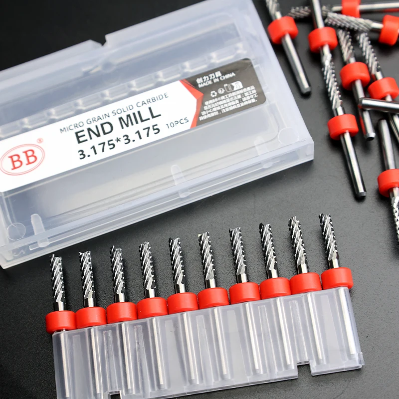 BB Carbide Corn End MillIng Cutter Tungsten Teeth Engraving CNC Machine PRO Bit 3.175 4 6mm for PCB Bakelite Plate Wood Plastic