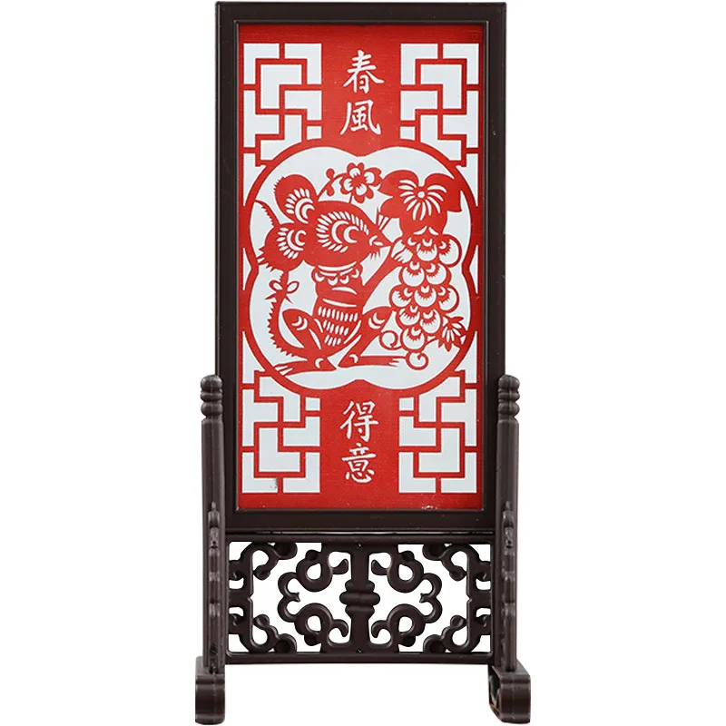 Chinese zodiac paper cut decorative paintings ornaments Chinese special gifts handicrafts paper-cut small screens