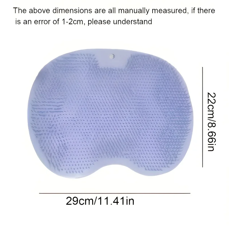 Bathroom silicone foot massage mat, non-slip suction cup bath mat with wall-mounted back scrubber, foot sole massage mat.