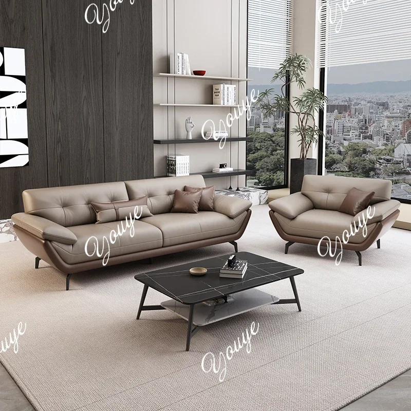 X Color-blocking Office Sofa, Business Reception, VIP Room, Simple Modern Leisure Area, Leather Three-seater