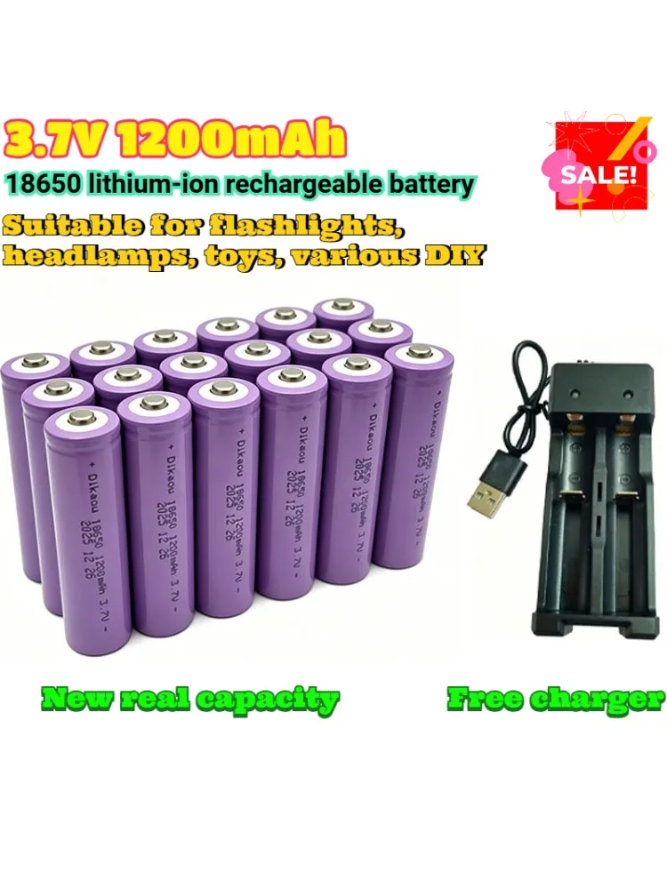 AliExpress Taepiaai New 18650 3.7V 1200mAh Lithium-Ion Rechargeable Battery Suitable for Flashlights, Headlamps, Cycling Lights, Toys, Various DIYs