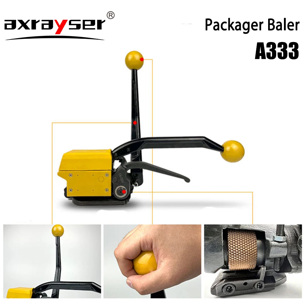 Manual A333 Packager Baler Sealless Steel Strapping Machine Belt Packaging Banding Bander Packing Machinery Steel Strip