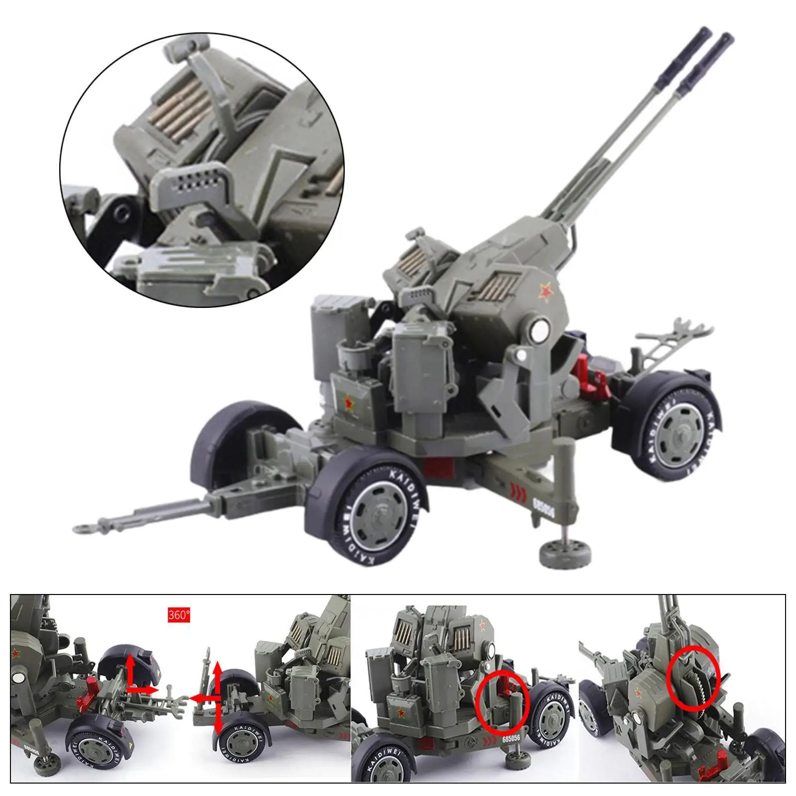 

Double Barrel Tank Model 1 35 Alloy Diecast DIY Puzzle Kit for Model Car Enthusiasts and Home Decoration