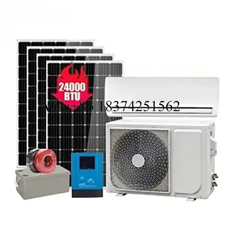 Wmwmnu High Efficiency 12000BTU DC Solar Cooling Panel Powered Hybrid Solar AC Air Conditioner with Battery Split