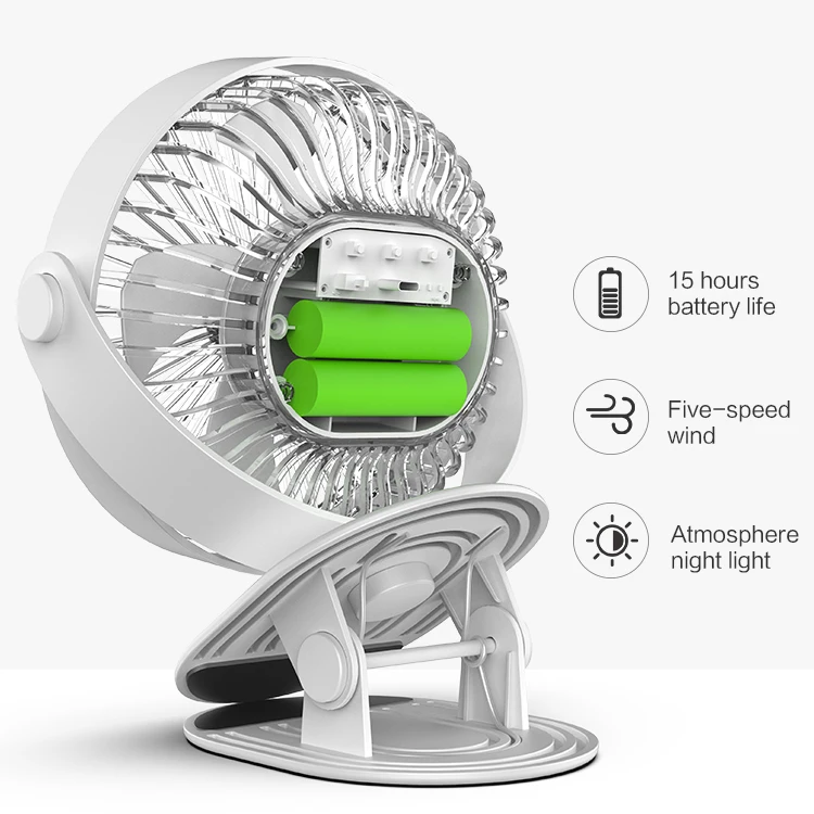 Kinscoter 4000mAh Battery Rechargeable Fan Clip on Fans Operated Clip Portable Desk Mini Fan