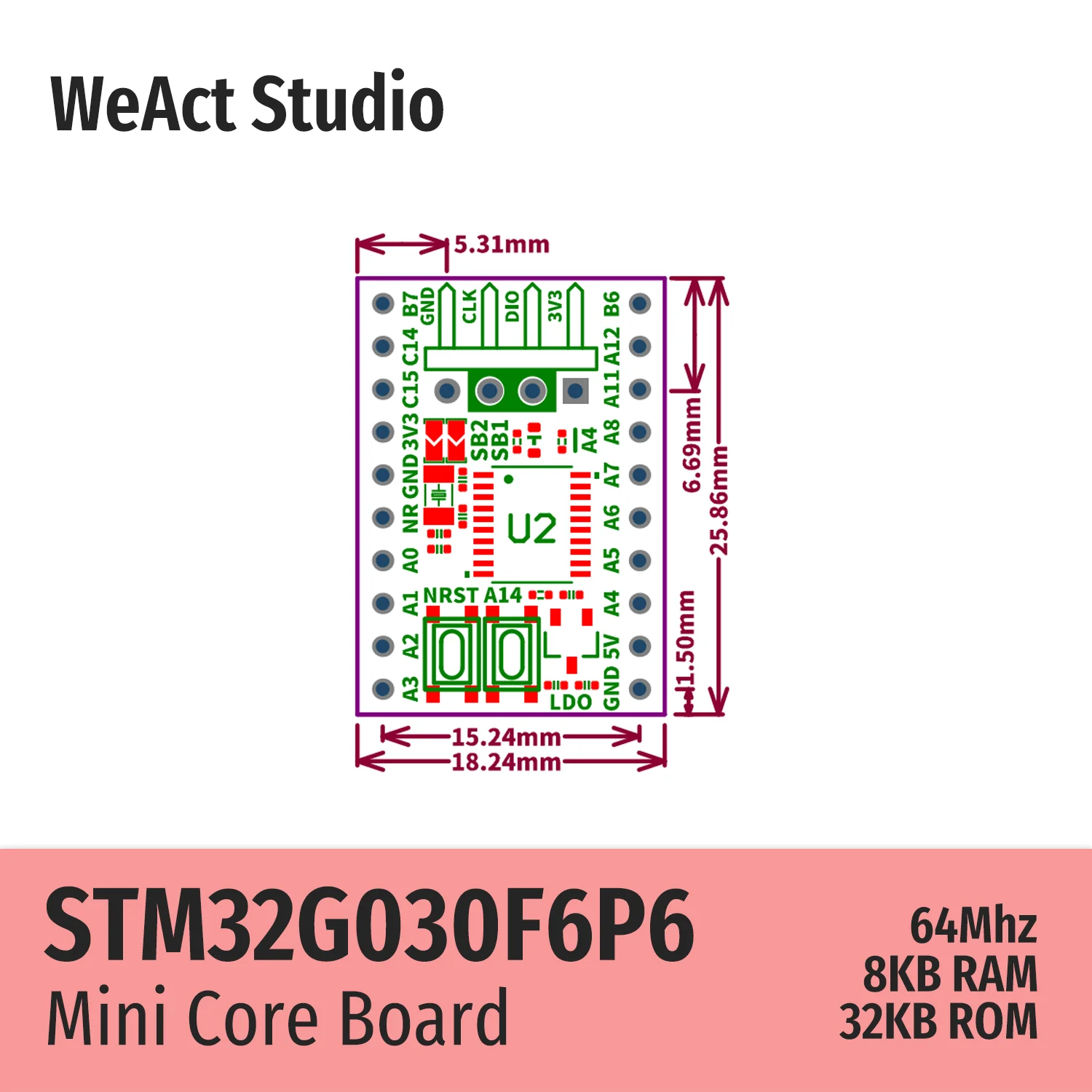 WeAct muslimate STM32G030 STM32G0 STM32 scheda Demo della scheda centrale