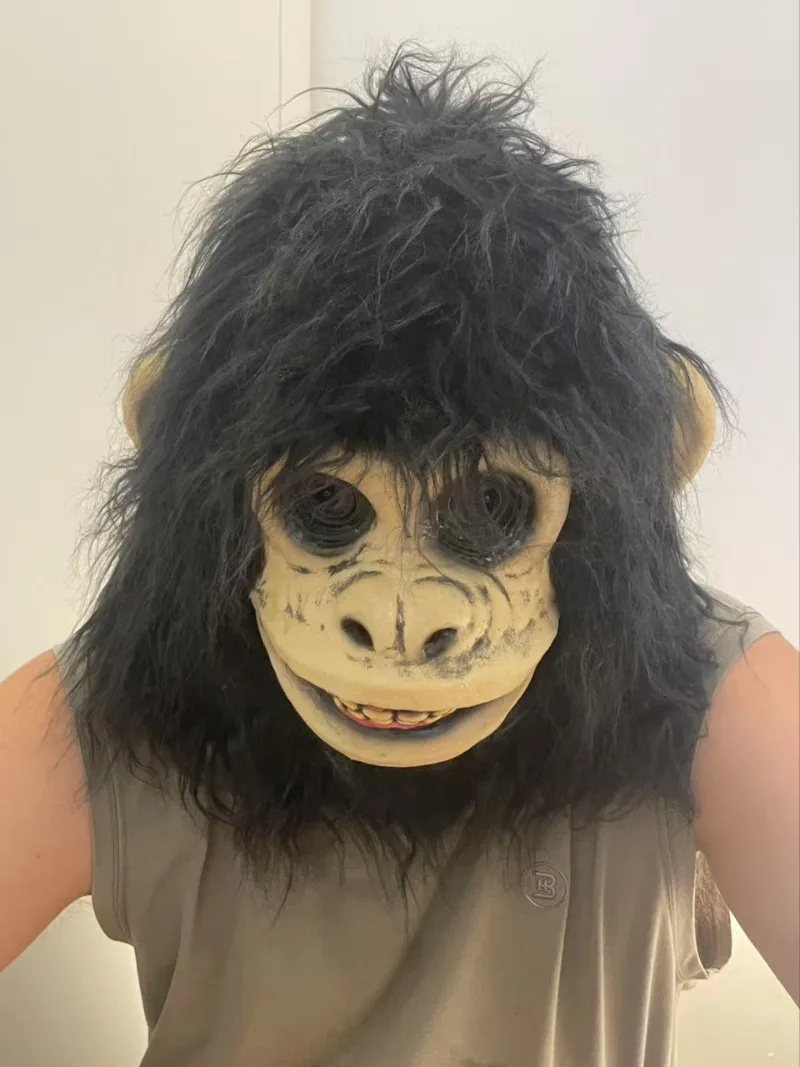 Gorilla Mask Hairy Latex Animal Mask Funny Monkey Head Mask Cosplay Rave Party Carnival Costume Props
