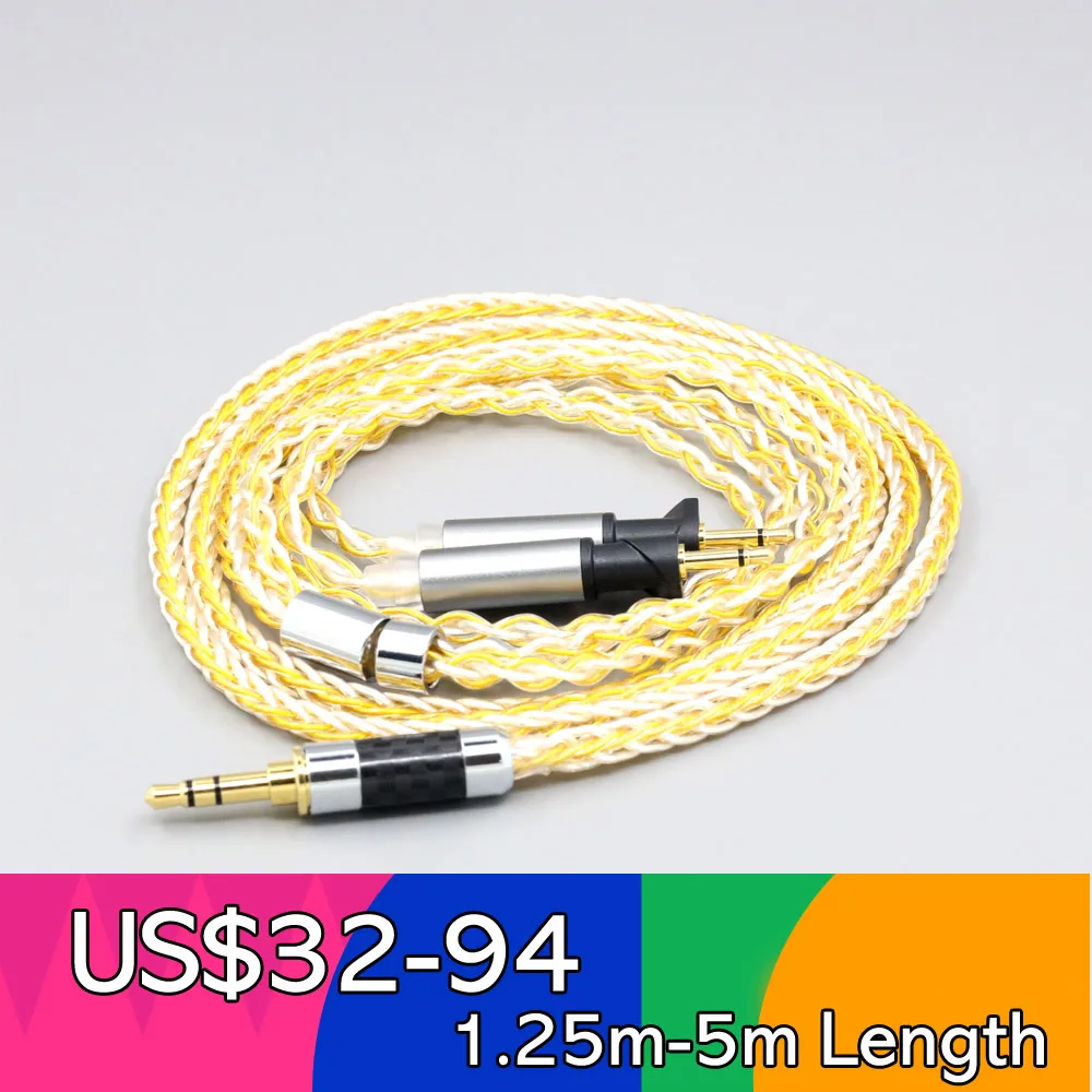 8 Core OCC Silver Gold Plated Braided Earphone Cable For Abyss Diana v2 phi TC X1226lite 1:1 headphone pin LN008505