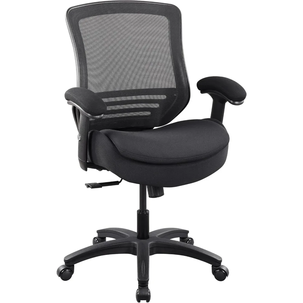 

400lbs Mid Back Mesh Ergonomic Super Soft Wide Cushion Office Computer Desk Chair Adjustable Arms(Black)