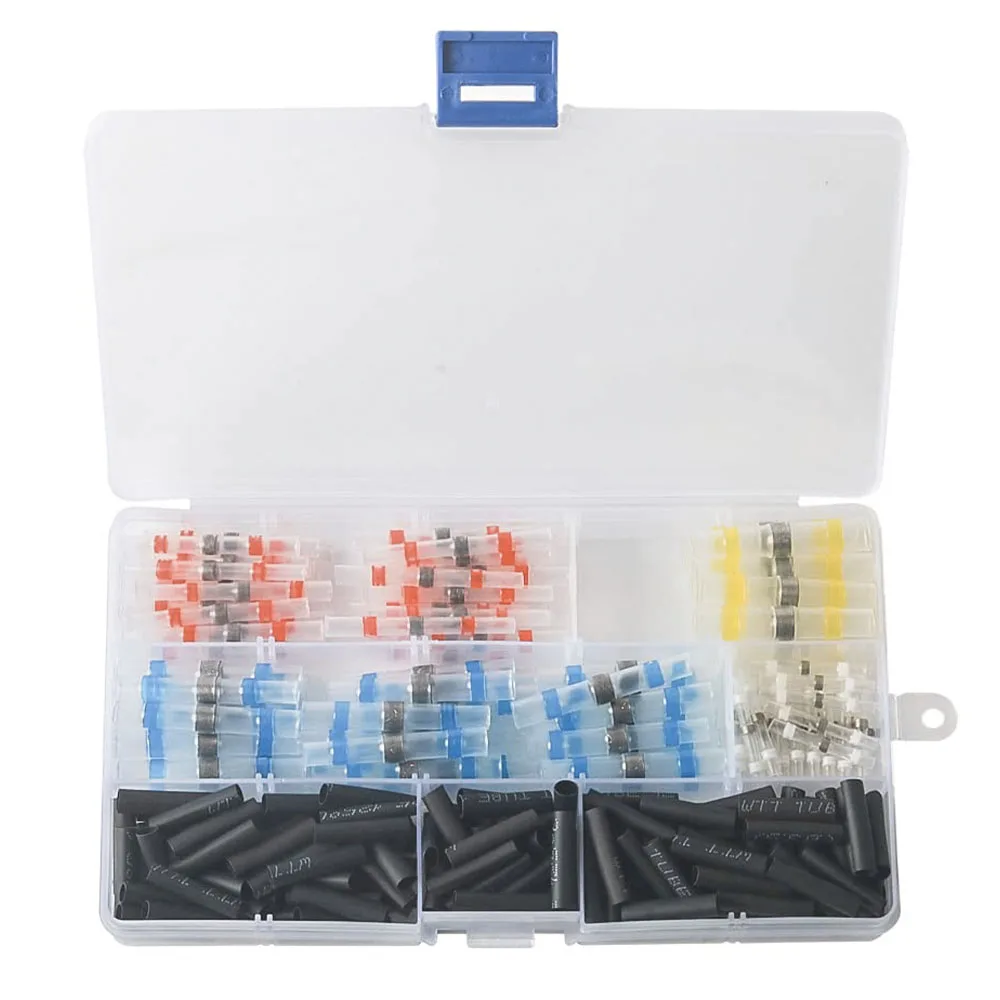

250PCS Heat Shrink Butt Connectors Kit, Solder Seal Waterproof Insulated Butt Splice Electrical Wire Terminals for Automotive Ma