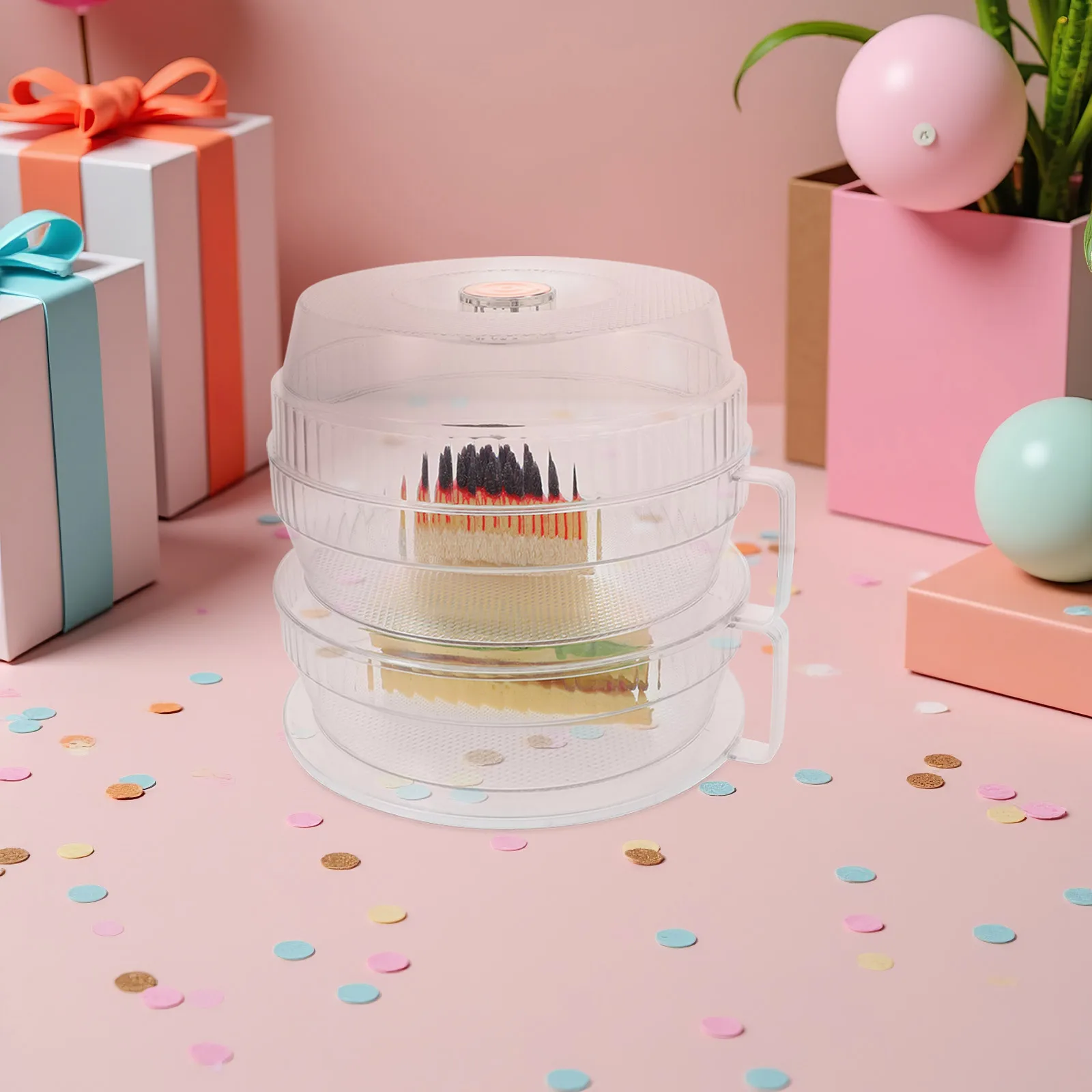 

1 Set Cake Stand With Lid Clear Dome Cover For Cake Display Plate, Bread Protective Cover, Dessert Dome Cover, Serving Platter