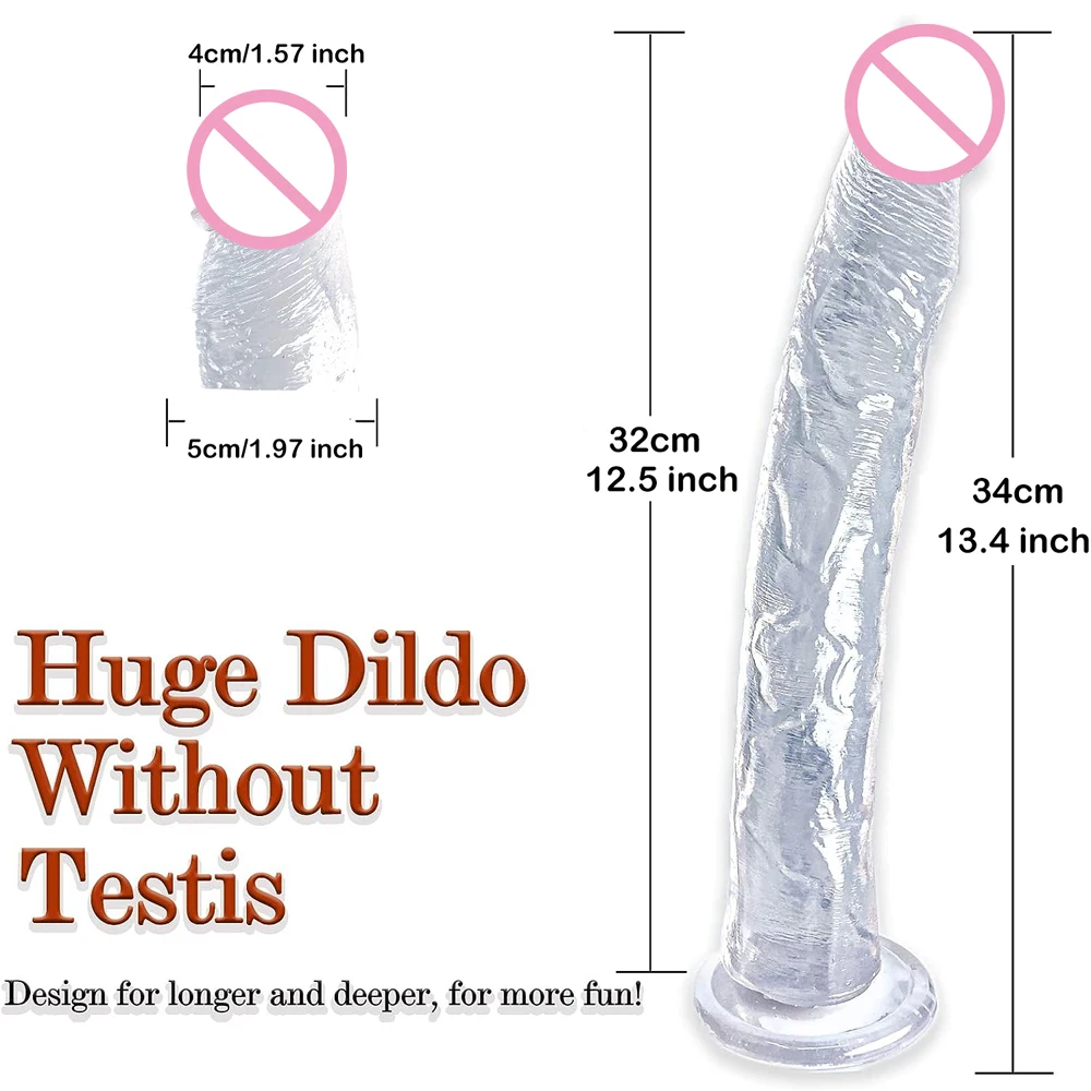 Realistic Dildo with Small Glans 13 Inch Big Dildo Jelly Dildo with  Suction Cup Adult Product Sex Toys for Women Men Anal Play