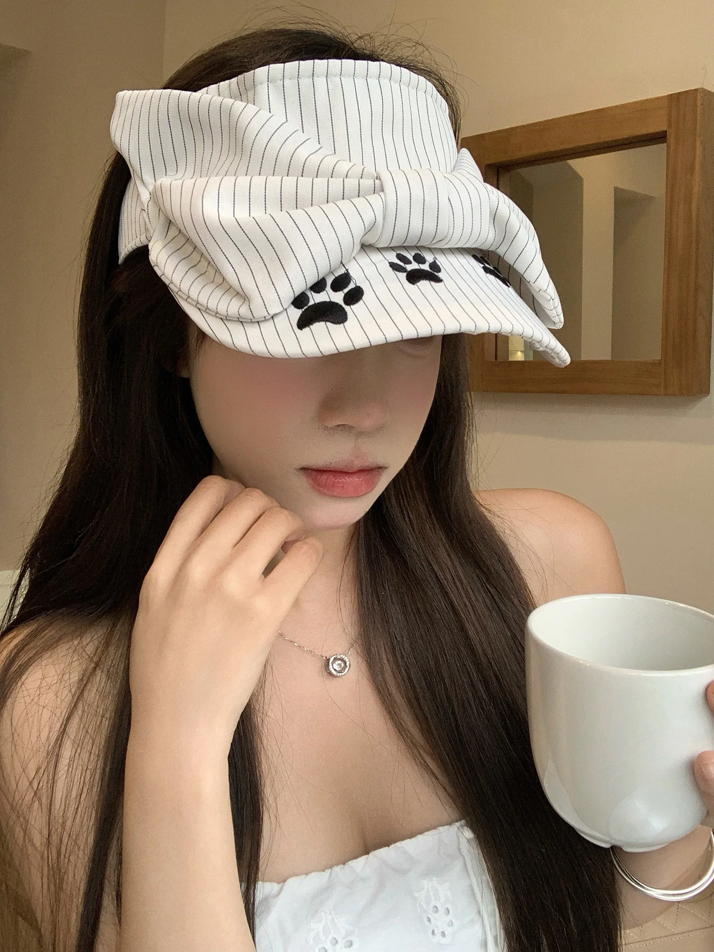 Cute  Claw Embroidery Wide Brim Sun Protection Hat Women's Summer Anti Ultraviolet Light Hat Casual Style Adjustable Size