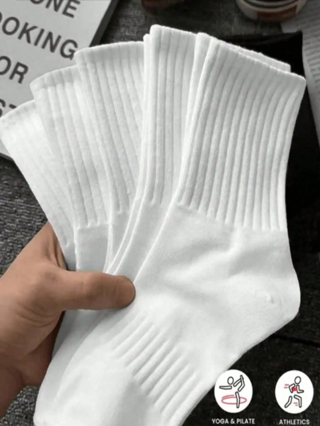 

Autumn/Winter Sports Unisex Mid-Calf Socks, White Odor-Resistant Moisture-Wicking Thickened Sports Socks. ,Autumn/Winter/Spring, Mesh Detail, Guide Hole Design, Moisture-Wicking, Soft And Smooth, Sports, Casual,,ea Can Be Worn All Year Round