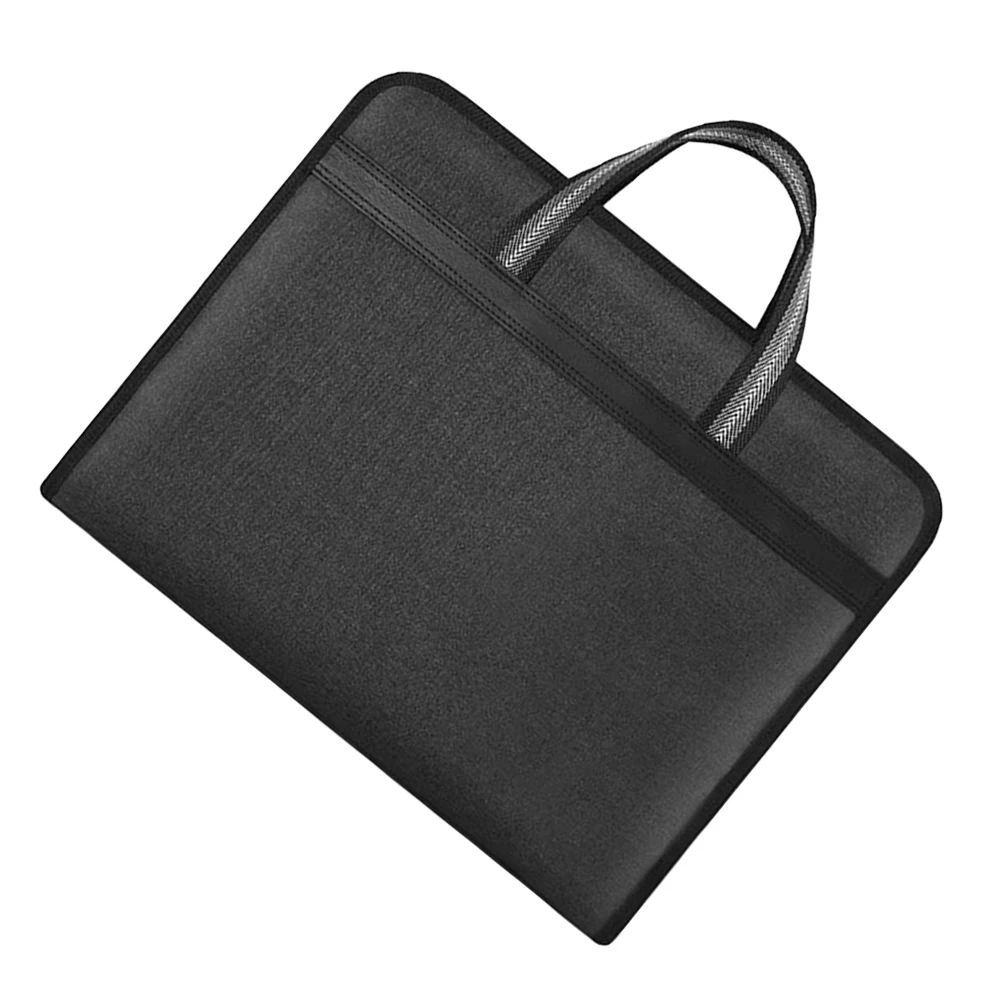 

Zippered File Package Document Bags Storage Business Carrier Documents Holder Tote Canvas Black School Office Use