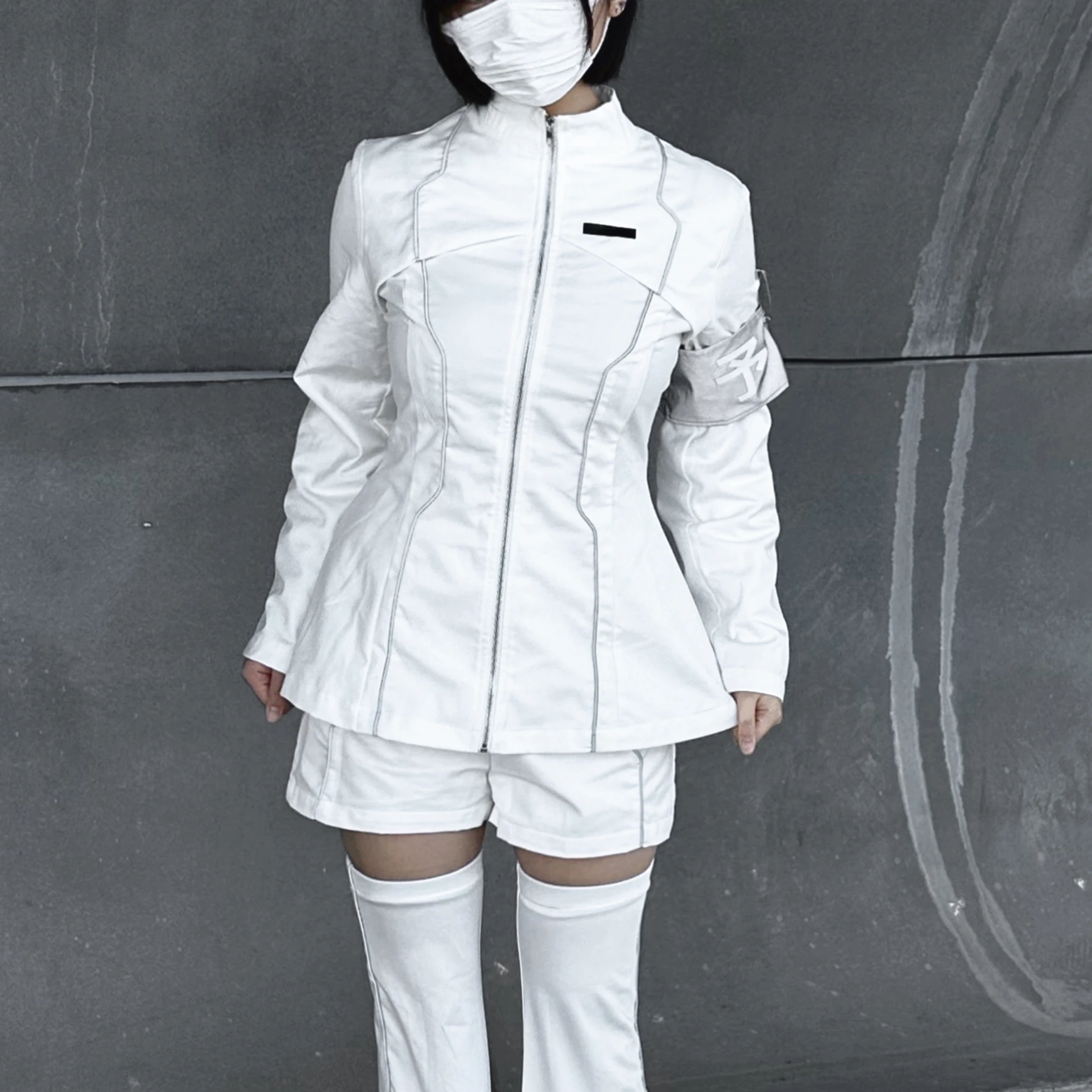 Original Subculture Mine Series Mechanical Style Zipper Jacket Coat and Shorts Suit Leg Warmer Y2K Women's Cool Outfits