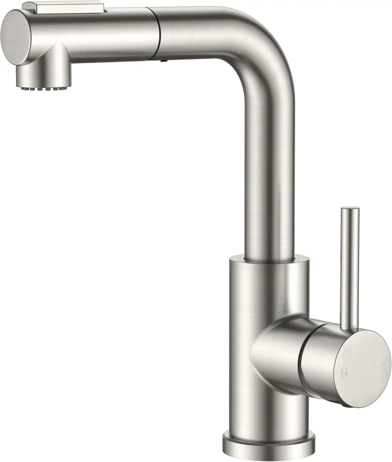 

Modern Bar Sink Faucet Brushed Nickel, Stainless Steel Single Handle Small Kitchen Sink Faucet with Pull Out Sprayer, 36