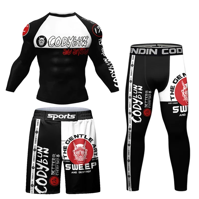 New Boxing MmaT shirt +Pants Set Jiu Jitsu Rushguard For Men Mma Rashguard Clothing Kickboxing Muay Tait Shorts Boxe Sportswear