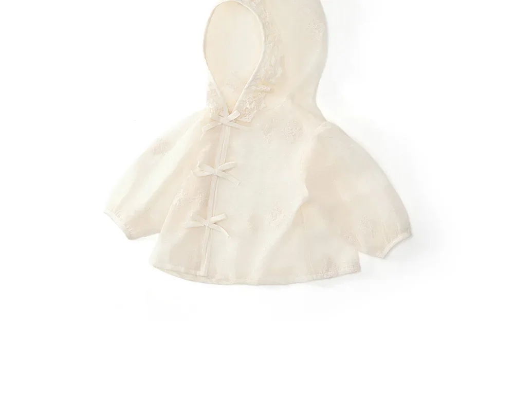 Girls Coat 2026 Summer New Children's Clothing Korean Style Girl Baby Lace Embroidery Sweet Sunscreen Clothes Casual Simple