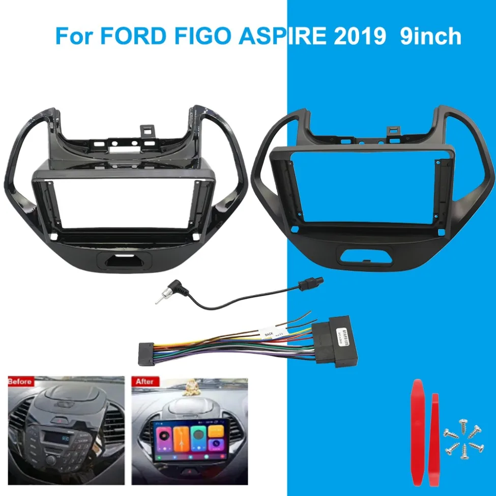 Para FORD FIGO ASPIRE 2019 Radio de coche Android Marco de Fascia vídeo Multimedia reproductor de Fascia Panel Cables arnés tablero