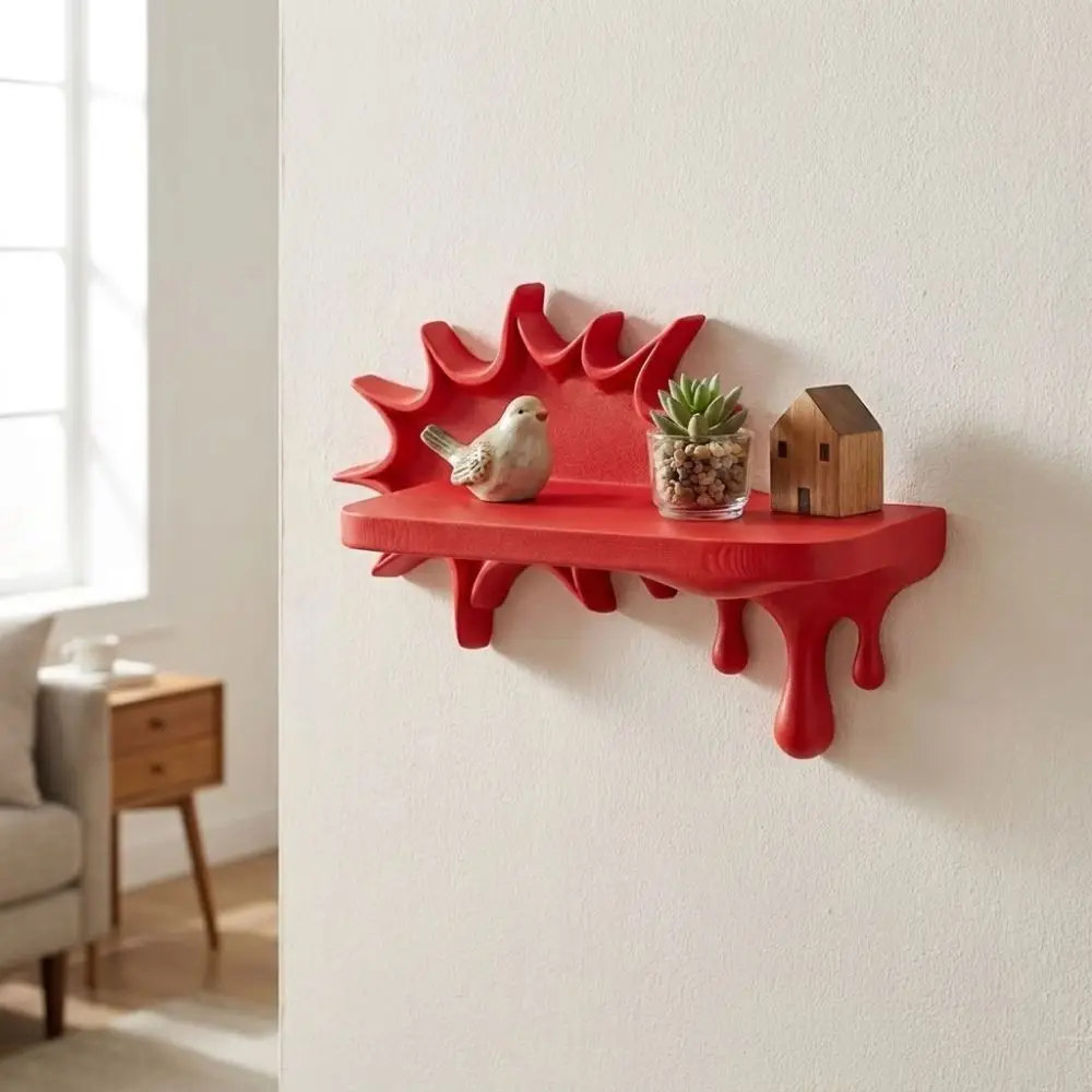 3D Printed Burst Dripping Shape Wall Shelf Irregular Shape Plastic Melting Display Rack Artistic Stable Wall Storage Shelf