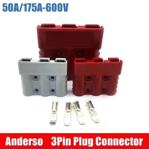 3 Pin 175A For Anderso Style 50A Plug DC-DC Charger Solar Power Connector Plug for Forklift Caravan Motorcycle Battery Adapter