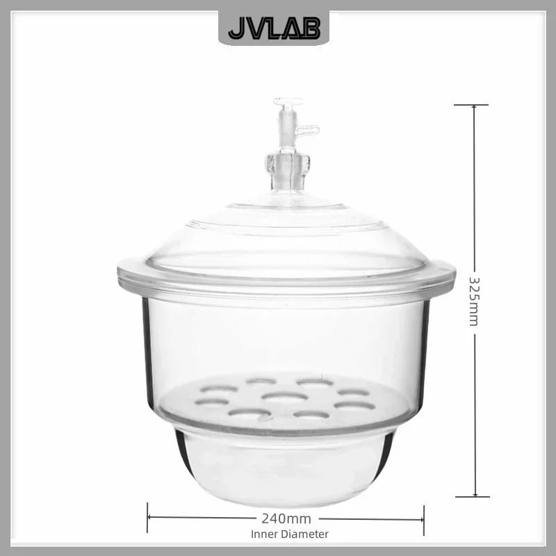 Imagem -06 - Exsicador a Vácuo com Torneira Moída Placa de Porcelana Secador de Vidro Rápido de Laboratório Transparente Diâmetro 240 mm Vidros de Laboratório 240ml