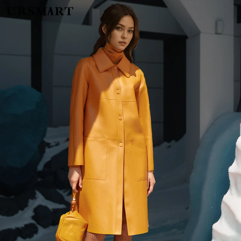 2025 new Women’s Fall Sheepskin Coat Single-Breasted Loose Fit Fashion yellow Stylish women’s outerwear