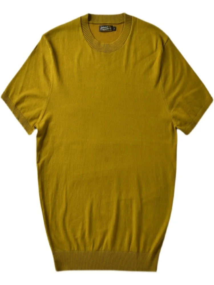 

Men's Knit Tees O-neck Short Sleeves Pure Cotton Casual Elegant T-shirt Vintage Clothing for Male