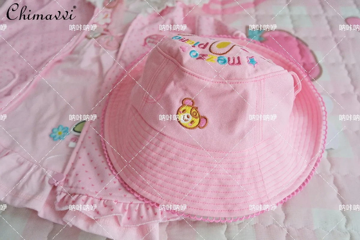 

Japanese Style Cute Sweet Soft Girl Hat Spring and Summer New Subculture Daughter's Clothing Y2k Sweet Student Fisherman Hat
