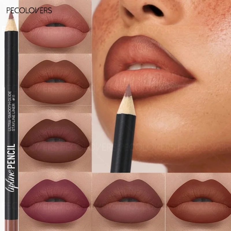 مجموعة أقلام تحديد الشفاه مجموعة أقلام رصاص الشفاه عالية المصطبغة الطبيعية مكياج الشفاه أقلام رصاص ناعمة غير لامعة بطانات الشفاه الناعمة