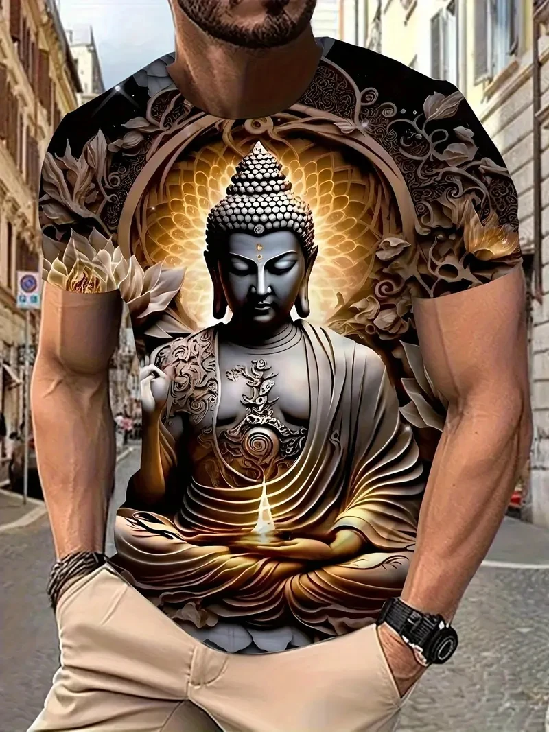 3D Print Buddha Shakyamuni Buddhist T Shirt Ancient India Spiritual Totem Kid Streetwear T-shirts Summer Fashion Mens Clothing