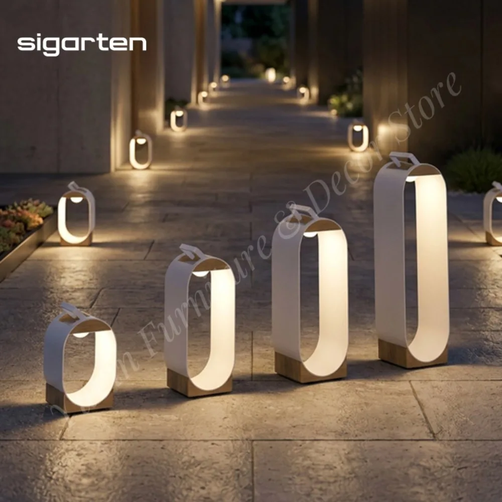 Large White Aluminum Ip65 Waterproof Solar Floor Lamp Garden Light Lanterns for Hotel, Restaurant