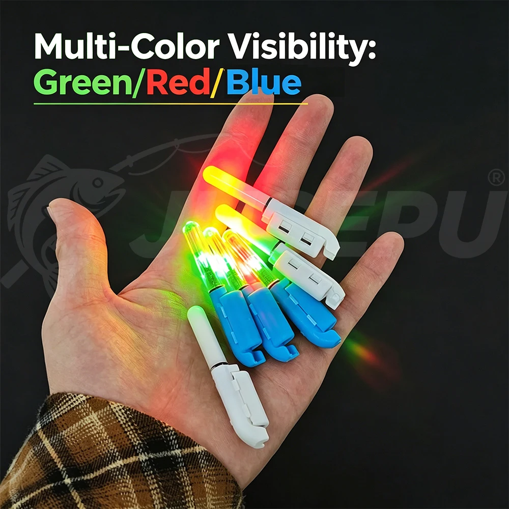 JUSEPU - Juego de 3 Luces LED para Punta de Caña de Pescar, Alarma de Picada Nocturna, Verde, Rojo, Azul, con Clip, con 3 Baterías CR425