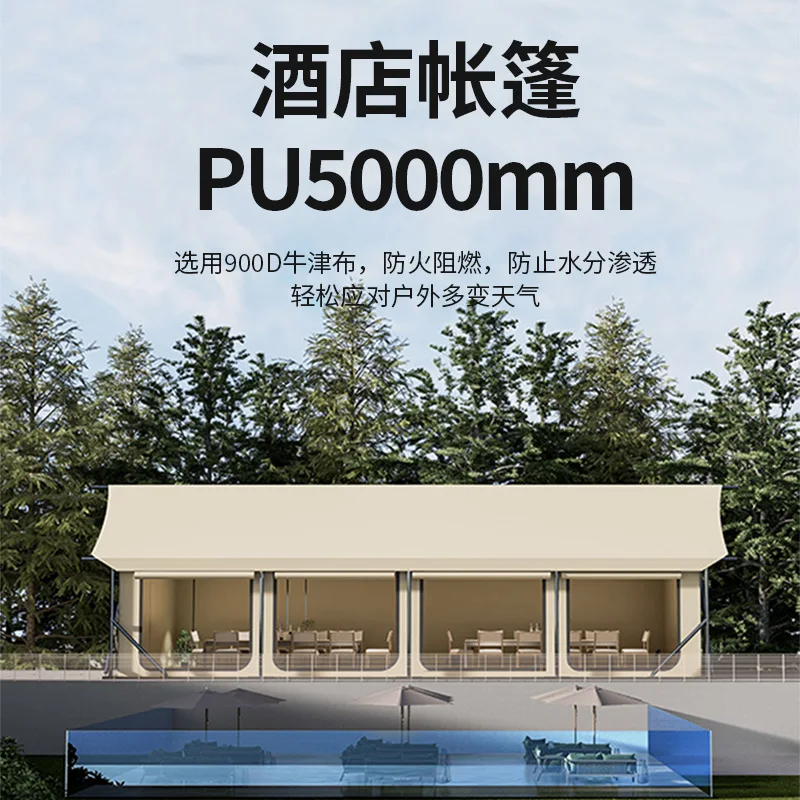 Camp tent outdoor large hotel-style leisure canopy T-bar restaurant travel resort B & B house camping