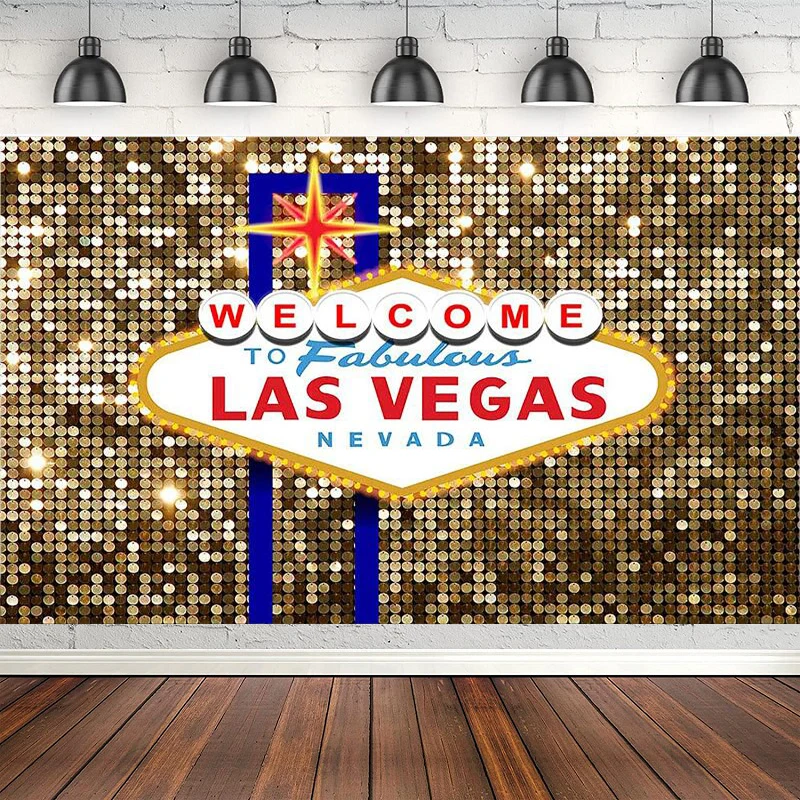 Photography Backdrop For Birthday Party Decorations Welcome To Las Vegas Casino Night Poker Background Gold Luxury Prom Costume