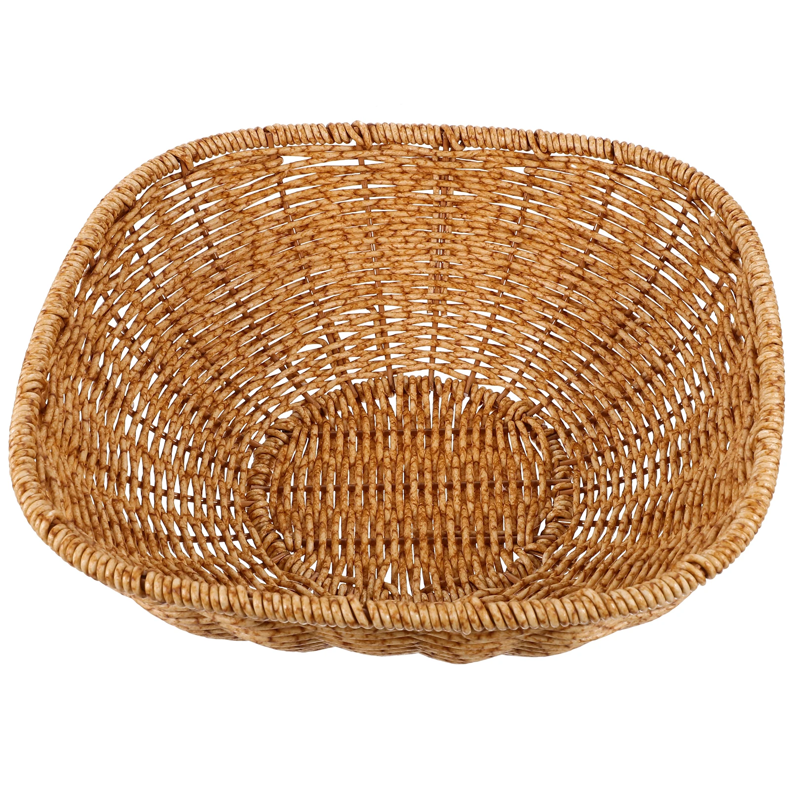 

Dried Fruit Plate Basket Food Serving Imitation Rattan Woven Baskets for Kitchen Bread Tray Small
