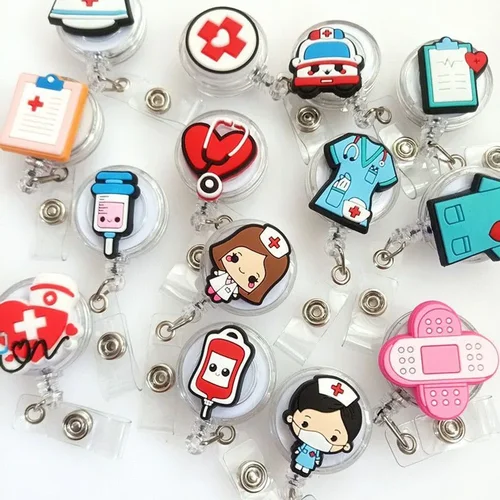 Imagen 2 del producto Portatarjetas de trabajo para enfermera, carretes de insignia retráctiles, carretes de insignia de dibujos animados, portatarjetas de identificación/IC para médico, suministros hospitalarios, 1 Uds.
