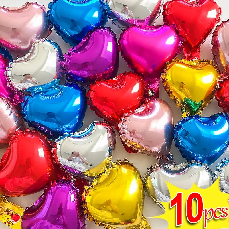 10pcs 18 Inch Heart Foil Balloons Multicolor Metal Helium Globos for Valentine's Day Birthday Wedding Party Decor Balloon Gifts