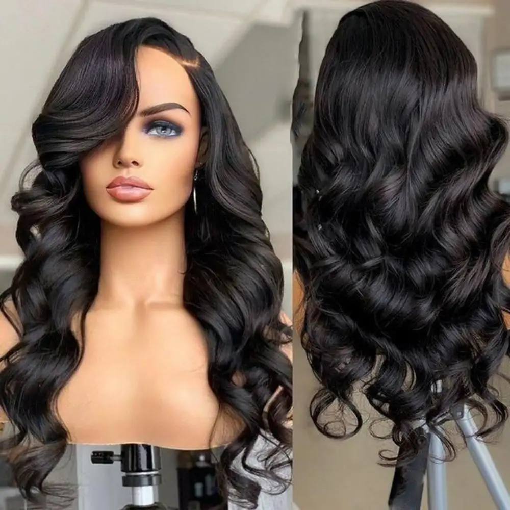 Loose Body Wave Human Hiar Wig High Density 100% Brazilian 13x6 Hd Transparent Lace Frontal Wigs Black 40 Inch Choice For Women