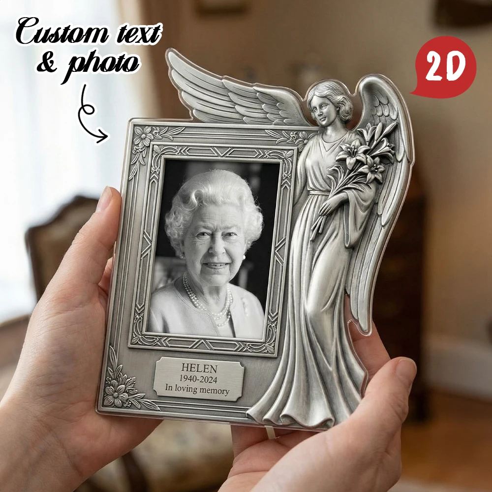 Cadre photo commémoratif personnalisé en forme d'ange, Service commémoratif, Souvenir familial, Cérémonie commémorative, Affichage quotidien, Jour commémoratif