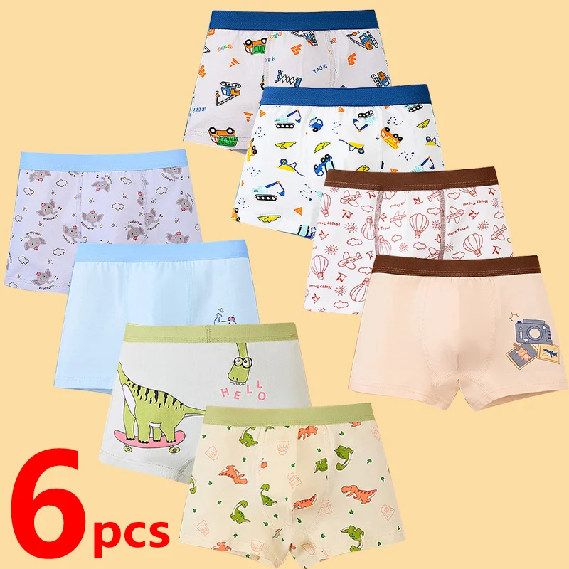 2/4/6 Stück Jungen Boxershorts Kinder Baumwolle Unterwäsche Atmungsaktive Baby Unterhose Teenager Cartoon Print Kinder Höschen 2023 Neu