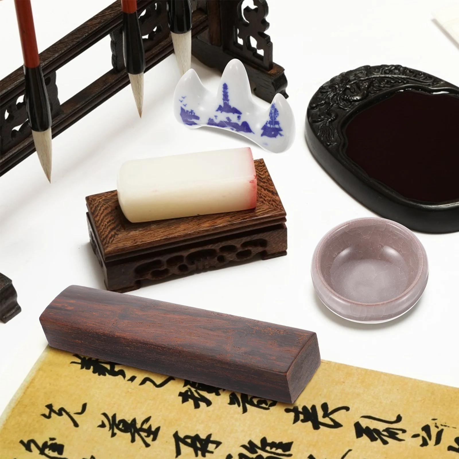 1 مجموعة أربعة كنوز من دراسة الخط عدة 3 أقلام فرشاة صنعة جيدة دائم Inkstone ثقالة الورق المحمولة الكتابة