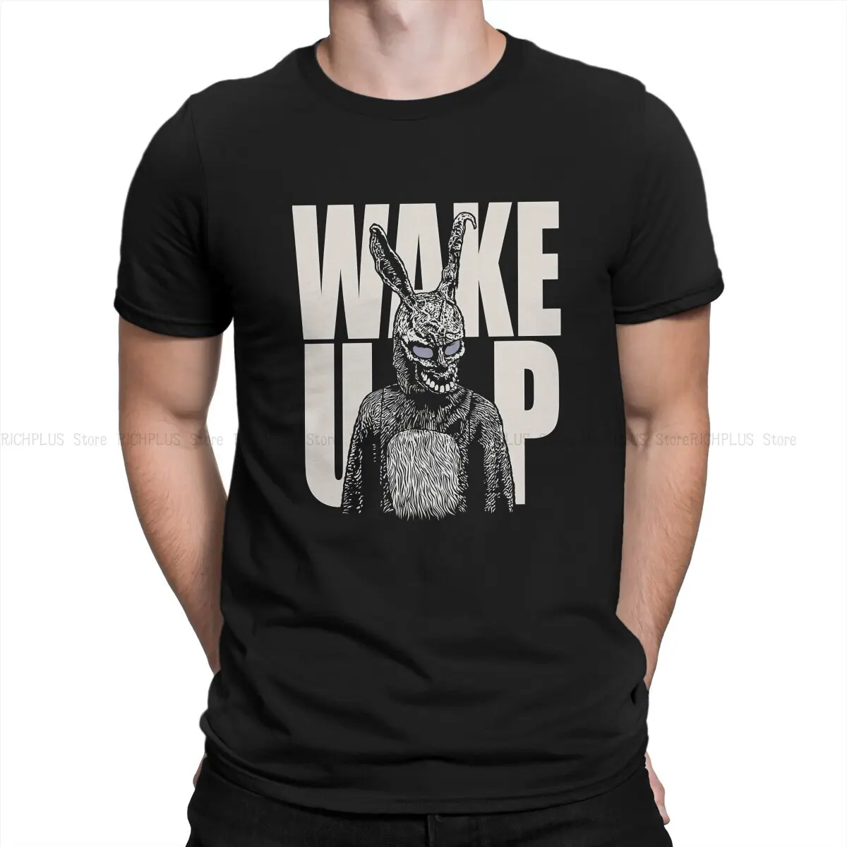 Donnie Darko Suspense Film Newest TShirt for Men Wake Up Round Neck Polyester T Shirt Personalize Birthday Gifts OutdoorWear