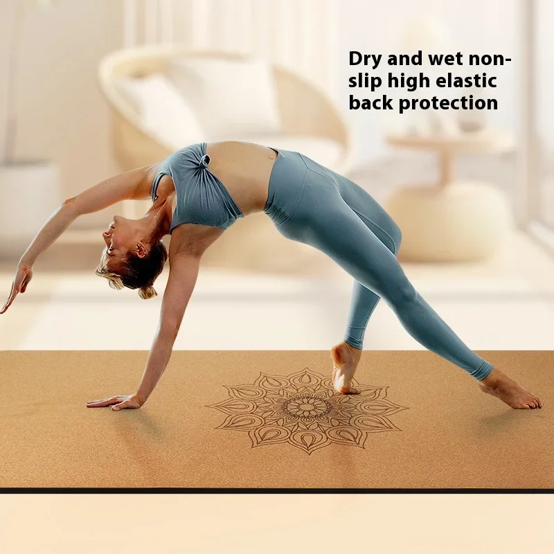 Natural Rubber Cork Yoga Mat Bodybuilding Gymnastics Workout Mat Home Fitness Equipment Yoga Pilates Accessories Meditation