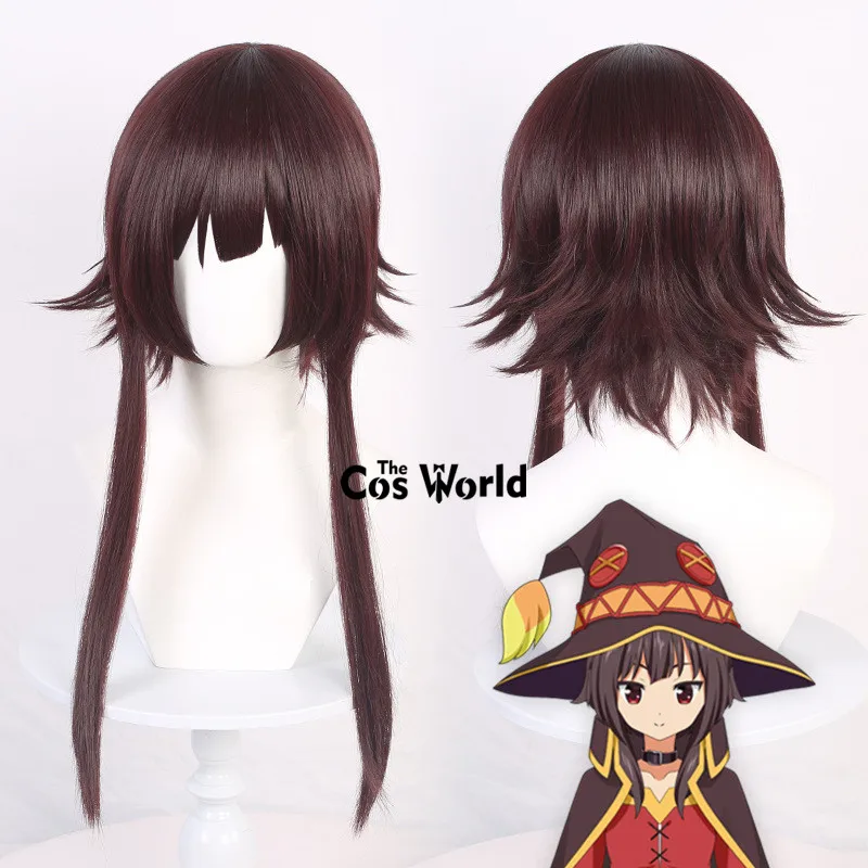 

Konosuba Kono Subarashii Sekai ni Shukufuku Megumin 50cm Long Anime Cosplay Wigs Fiber Heat Resistant Synthetic Hair + Wig Cap